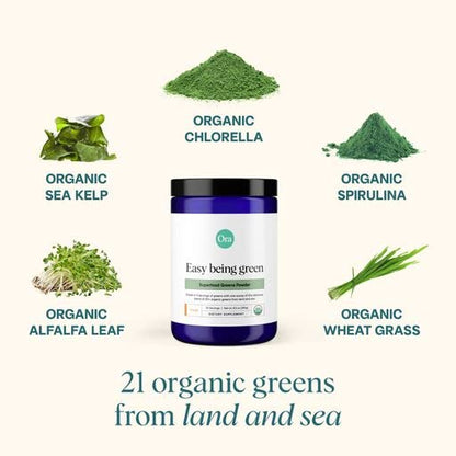 Ora Organic Greens Powder – Citrus Flavor, 30 Servings | Vegan, Gluten-Free, 20+ Organic Greens + Adaptogens