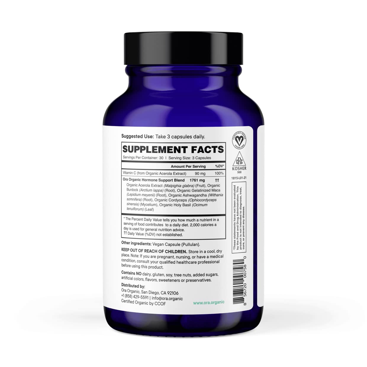 Ora Organic Hormone Balance for Women | Hormonal Acne & PMS Support | 90 Capsules