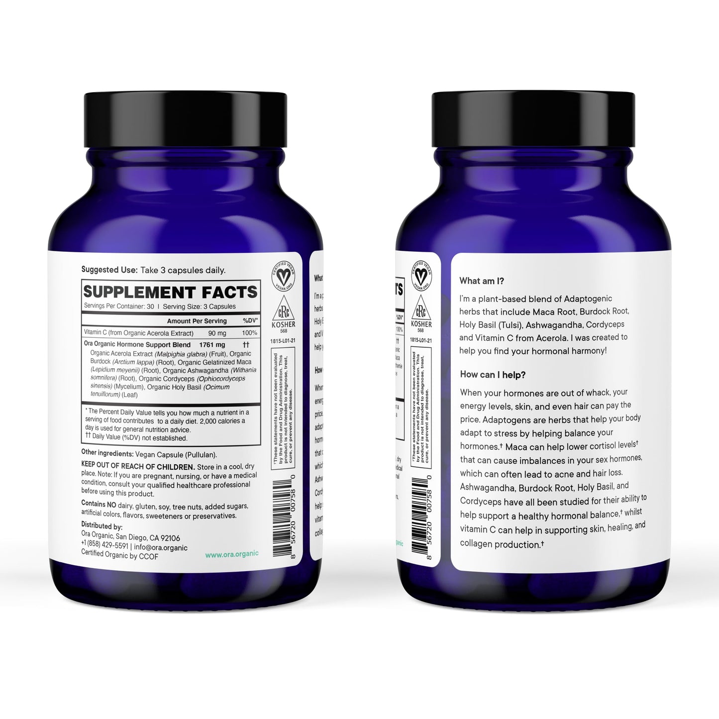Ora Organic Hormone Balance for Women | Hormonal Acne & PMS Support | 90 Capsules
