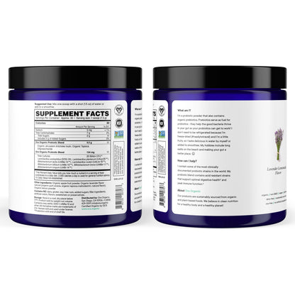 Ora Organic Prebiotic & Probiotic Powder – 20B CFU, 7 Strains, Lavender Lemonade, 30 Servings