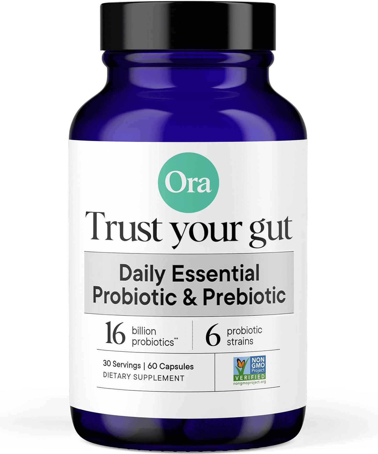 Ora Organic Probiotics with Prebiotics – 16 Billion CFU, 6 Strains (L. Acidophilus, L. Reuteri, B. Bifidum, B. Breve, B. Lactis, B. Longum)