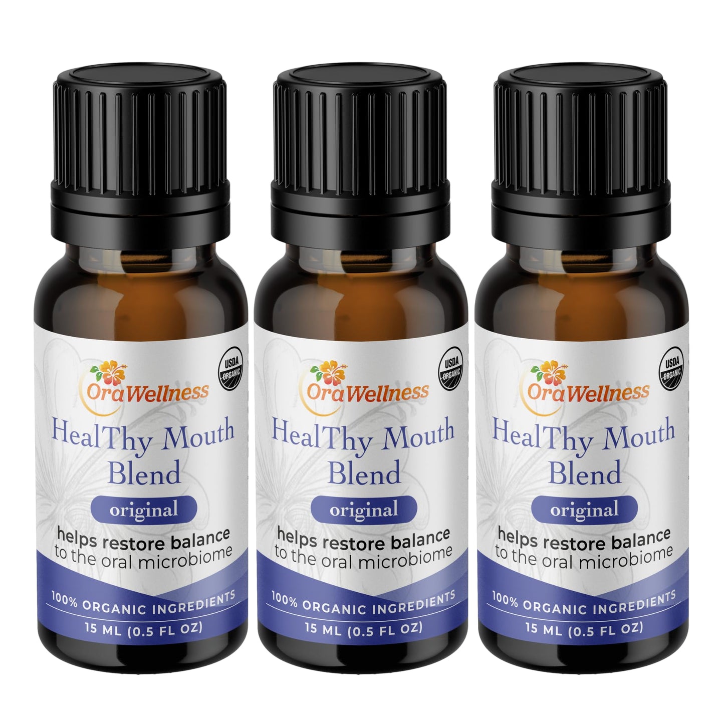 OraWellness Healthy Mouth Blend Organic Tooth Oil - Fluoride Free, Made in USA | Natural Mouthwash & Toothpaste Alternative (Pack of 3)