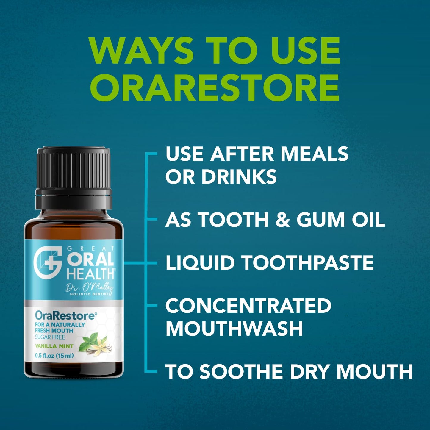 OraRestore Bad Breath Treatment for Adults – Halitosis, Dentist Formulated Mouthwash Concentrate 15ml