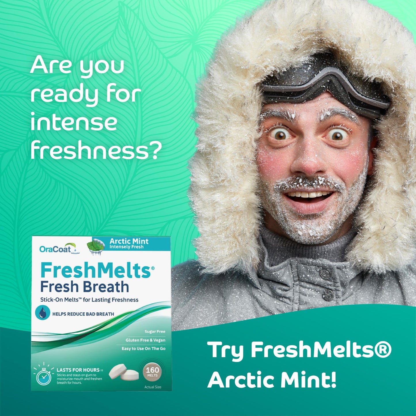Oracoat FreshMelts Fresh Breath Stick-on Melts – 60 Count, Sugar-Free, Non-Acidic, Arctic Mint