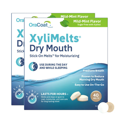 Oracoat XyliMelts Dry Mouth Discs – 80 Count Twin Pack, Sugar Free Xylitol, Mild Mint, 8-Hour Relief