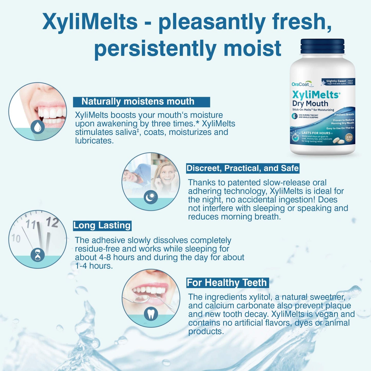 Oracoat XyliMelts Dry Mouth Discs – 230 Count, Sugar-Free Xylitol, 8-Hour Relief