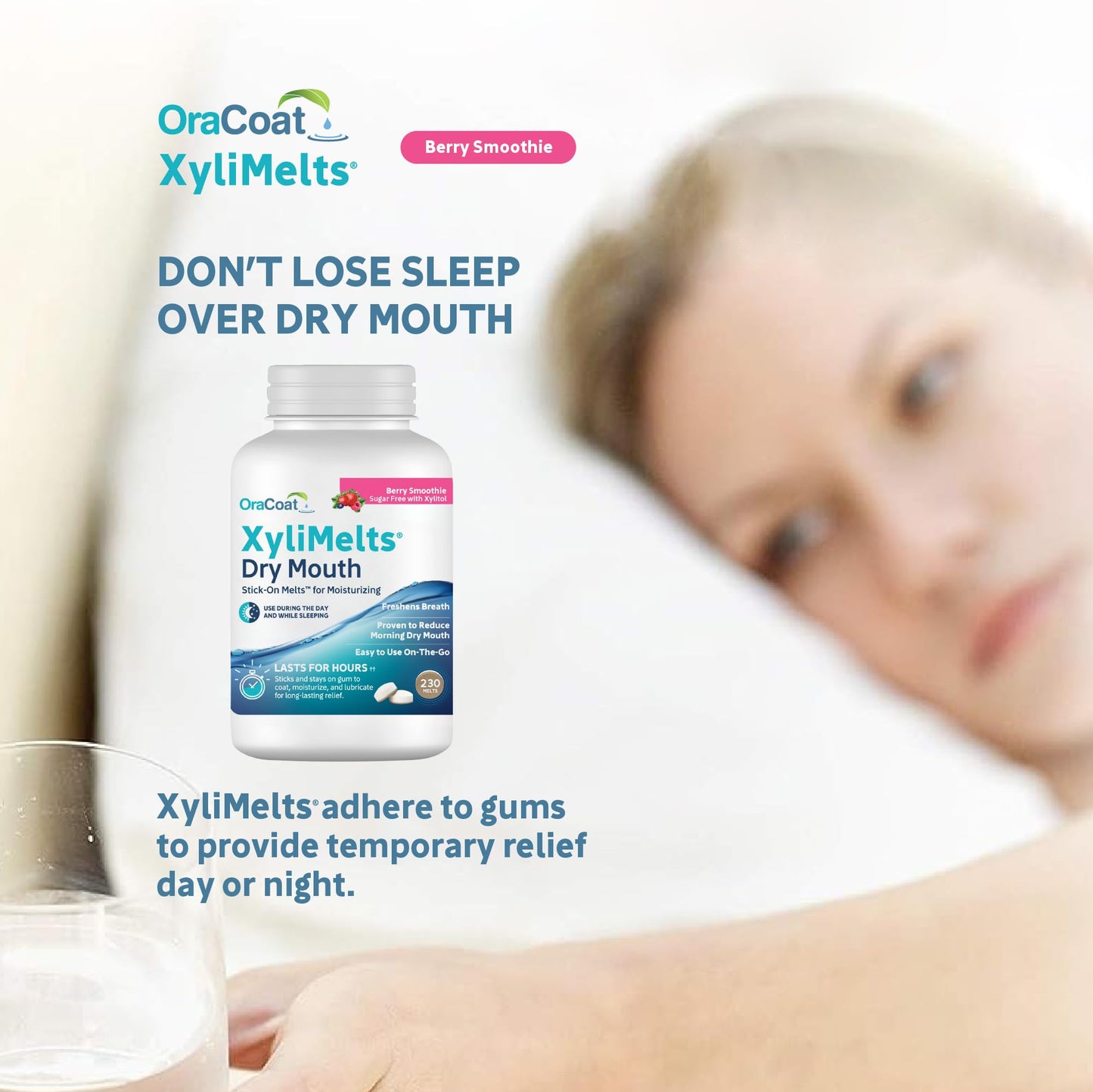 Oracoat XyliMelts – Dry Mouth Relief (8 Hours), Berry Smoothie, Sugar-Free Xylitol, 230 Count