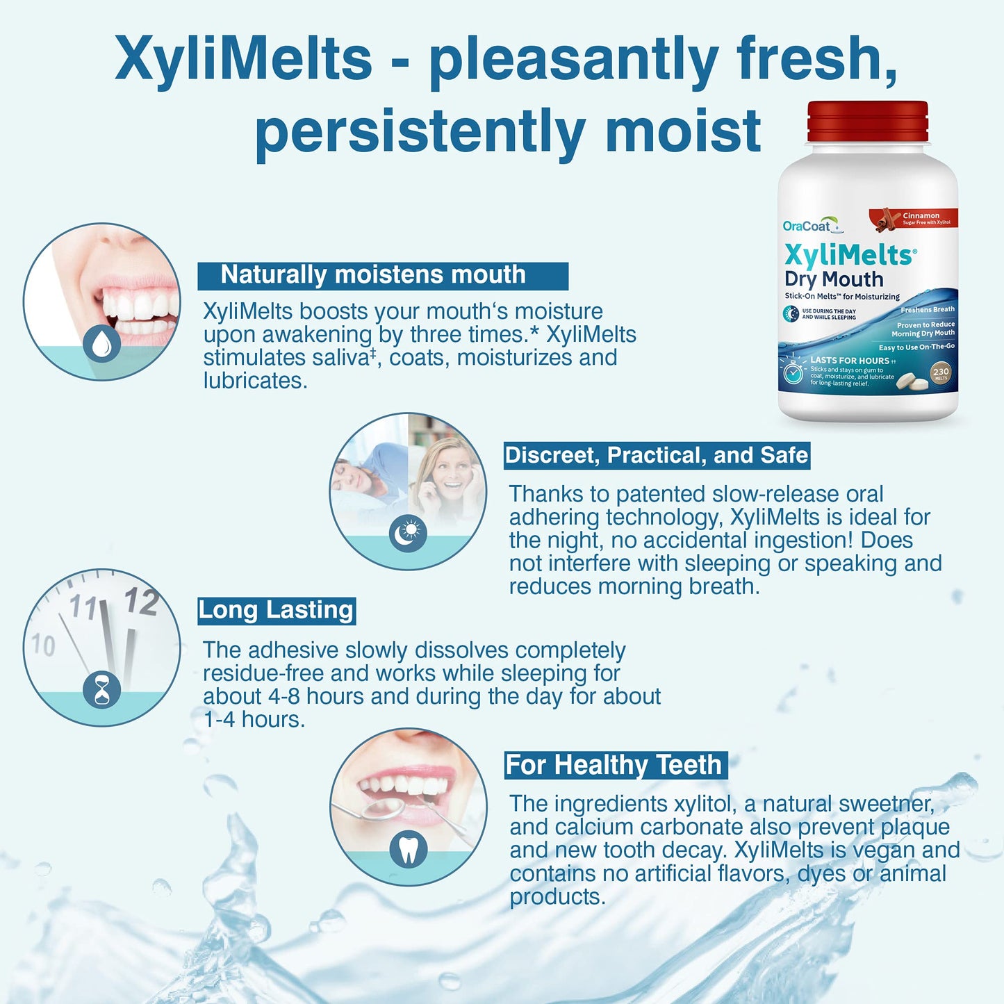 OraCoat XyliMelts Dry Mouth Discs – Cinnamon, 230 Count | 8-Hour Relief