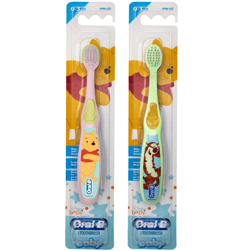 Oral-B Baby Manual Toothbrush 0-3 Years | Extra Soft Bristles | Pooh Characters (Pack of 2)