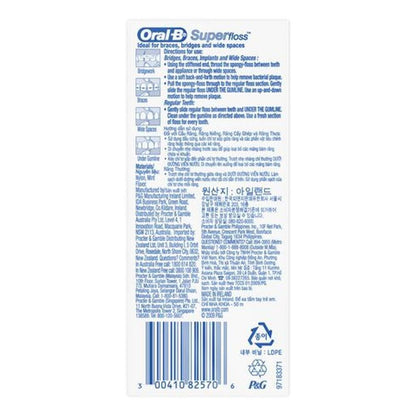 Oral-B Super Floss Mint – Pre-Cut Strands 50 ea, Pack of 18