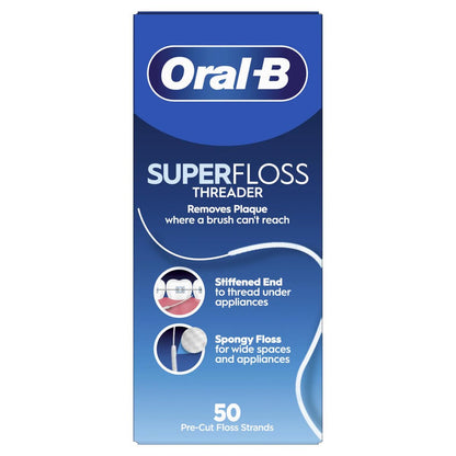 Oral-B Super Floss Pre-Cut Mint Strands, Threaders 50 Count per Pack, Pack of 12