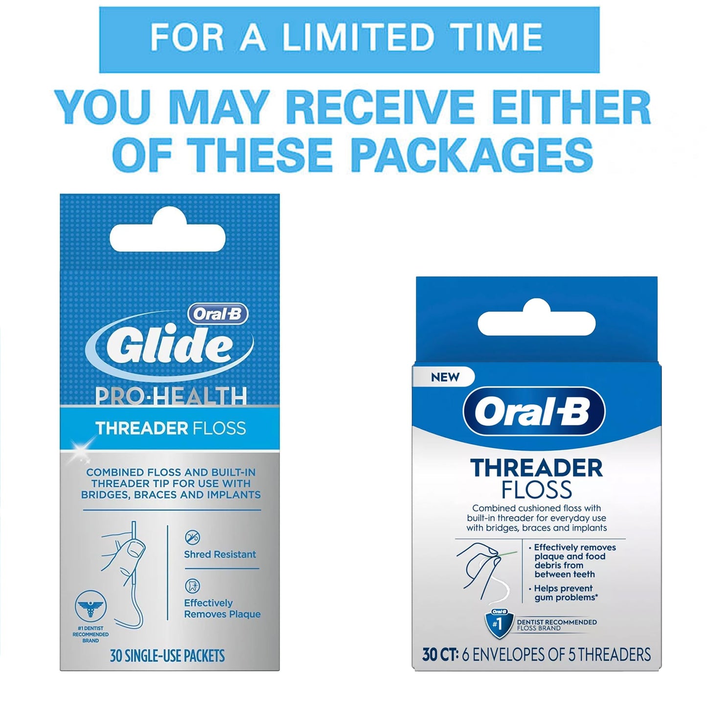 Oral-B Threader Floss 30 Count – 6 Envelopes of 5 Threaders (Pack of 5)
