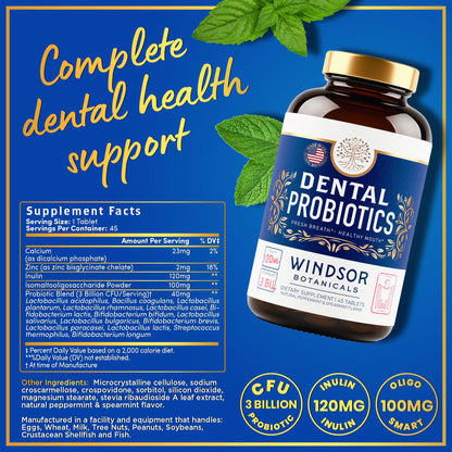 Oral Probiotics for Teeth & Gums – 3bn CFU Dental Probiotic Tablets