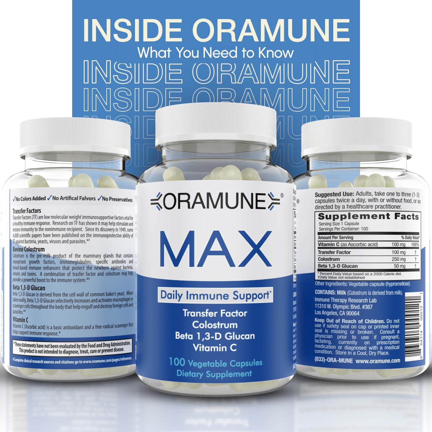 Oramune Max Immune Support — Transfer Factor & Colostrum, 100 Caps