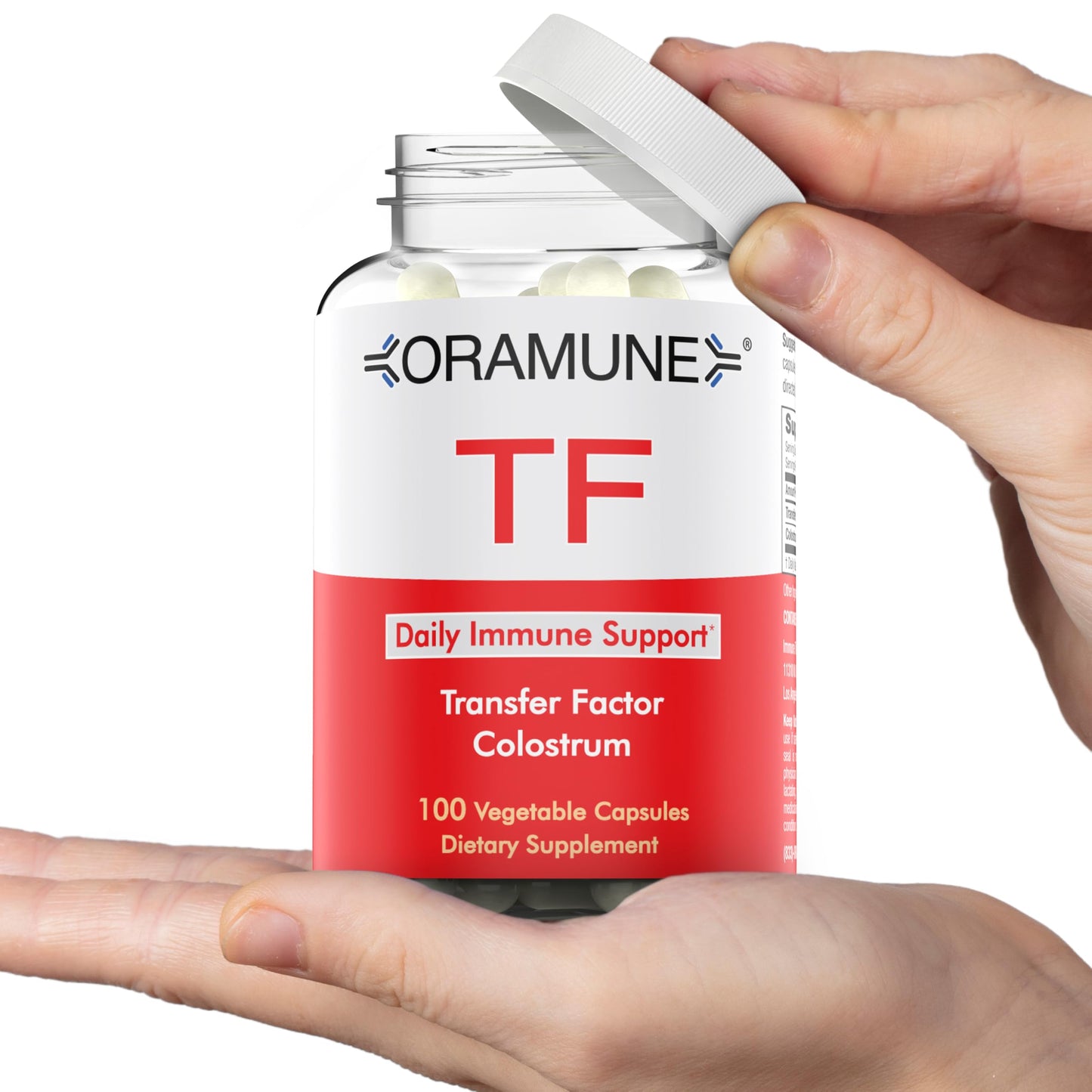 Oramune Transfer Factor & Colostrum Supplement | Bovine Colostrum Capsules for Immunity & Wellness - 100 Capsules
