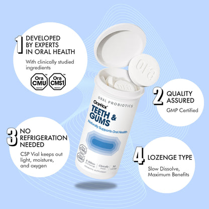 OraTicx Teeth & Gums Oral Probiotics – 8B CFU, Grape Flavor, 30 Lozenges (4-Pack)