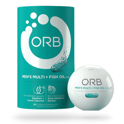 ORB Men’s Multi-Vitamin + Fish Oil – Heart Health, Mood Support (30 Count)