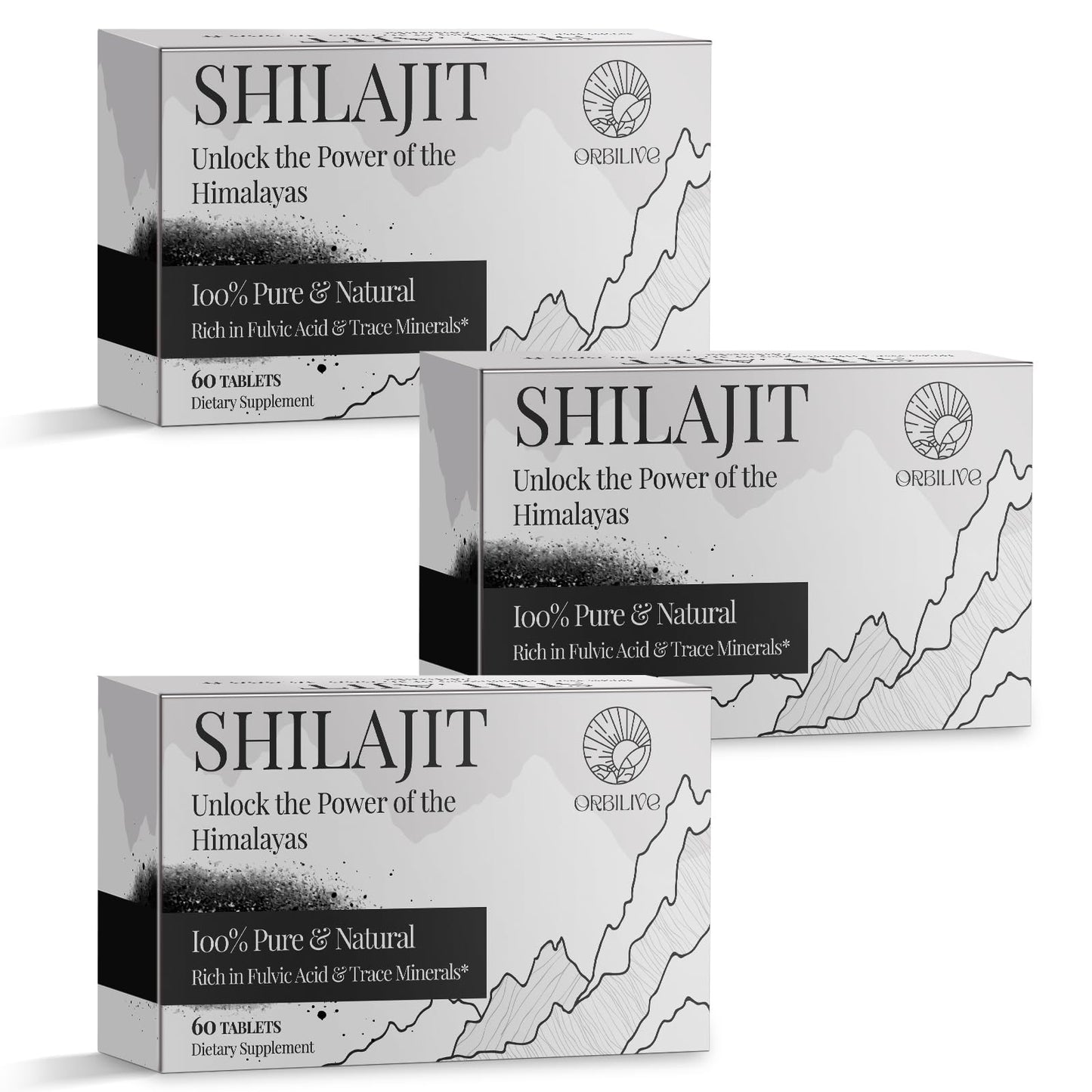 ORBILIVE Shilajit Tablets 1000 MG — Himalayan Organic, 180 Count