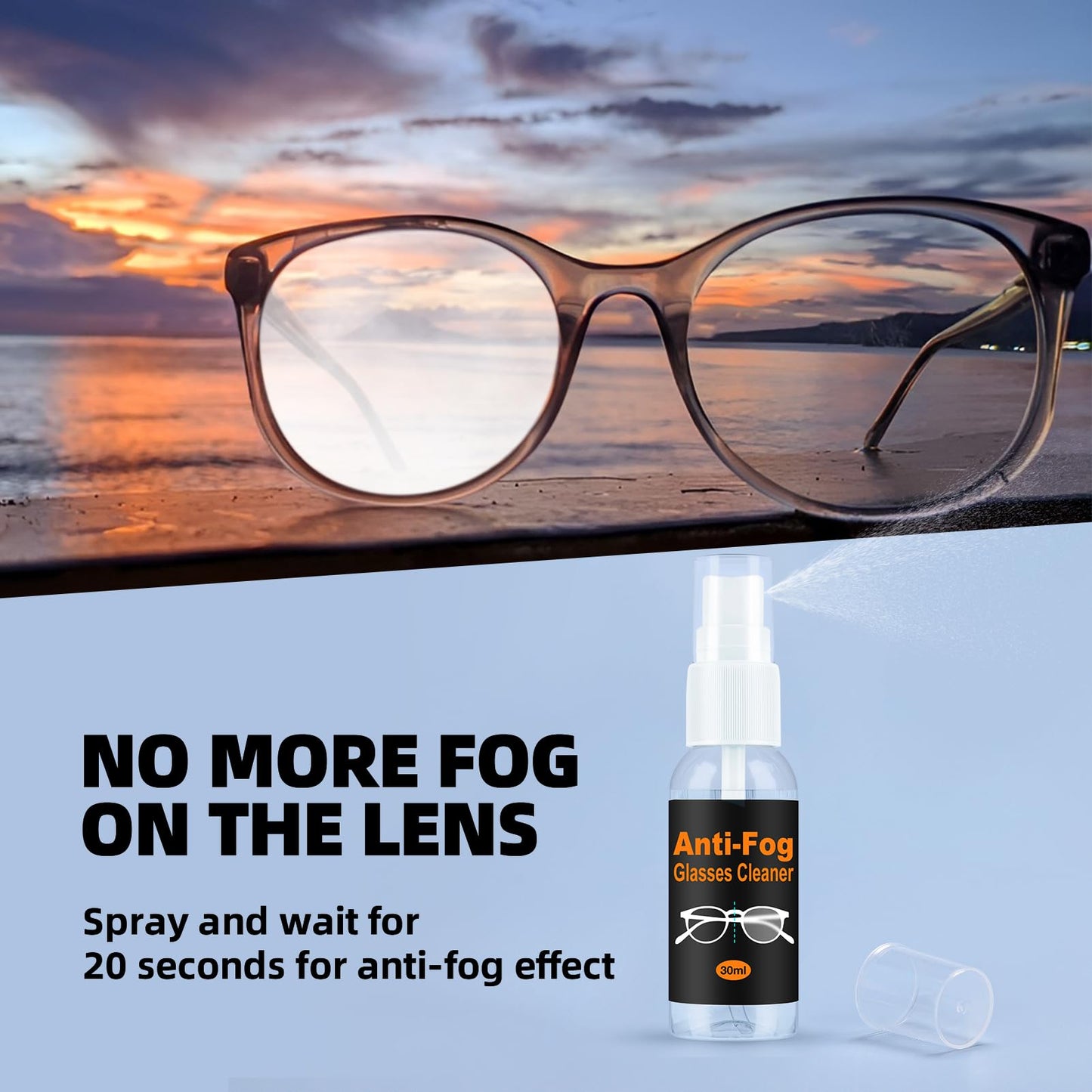 Ordilend Glasses Cleaner Kit – 24H Anti-Fog Spray, Microfiber Cloth & Repair Tools