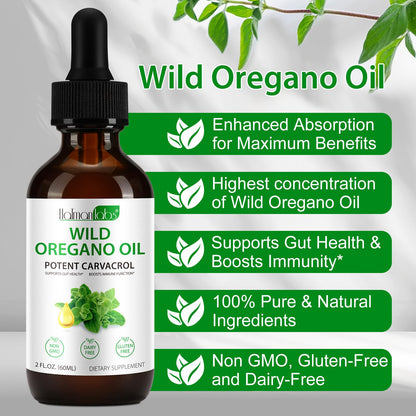 2 Pack Organic Oregano Oil Drops – Immune & Digestive Support, Non-GMO, Gluten Free, 4 fl oz