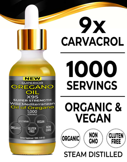 Superior Fulvic Humic X935 Organic Oregano Oil Drops – 1,000 Servings, 12-Month Supply