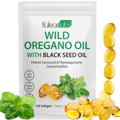 Oil of Oregano Softgels with Black Seed Oil – Immune Support, 120 Softgels