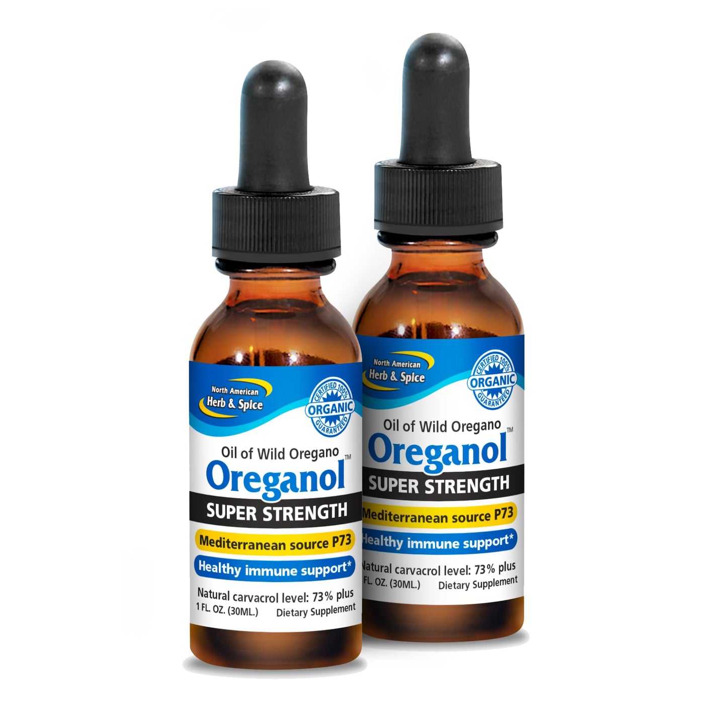 North American Herb & Spice Oreganol P73 Super Strength – Pack of 2, 1 fl oz – Immune Support – Non-GMO & Certified Organic – 864 Total Servings