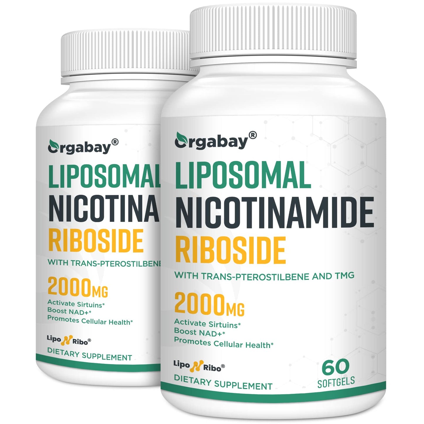 Orgabay Liposomal Nicotinamide Riboside 2000 MG with TMG and Pterostilbene – NAD+ Support for Healthy Aging, 120 Count