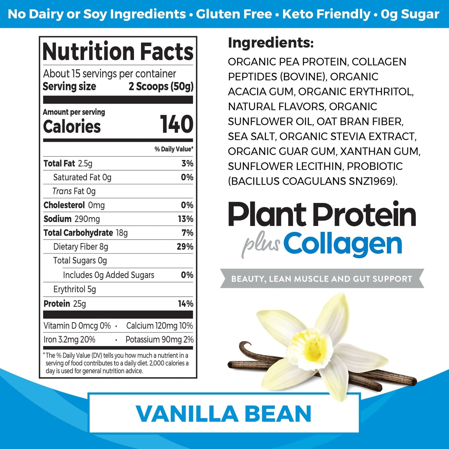 Orgain Protein Powder + Collagen, Vanilla Bean — 25g Protein, 10g Collagen, 1B Probiotics, Gluten Free