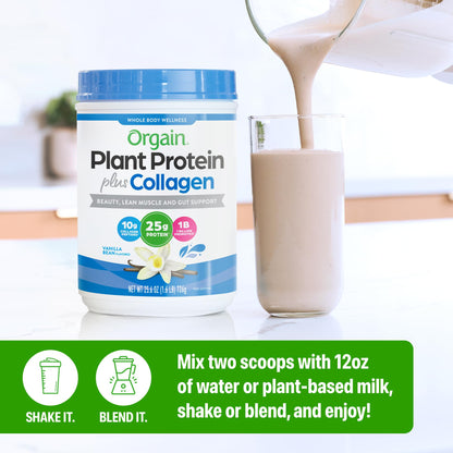 Orgain Protein Powder + Collagen, Vanilla Bean — 25g Protein, 10g Collagen, 1B Probiotics, Gluten Free