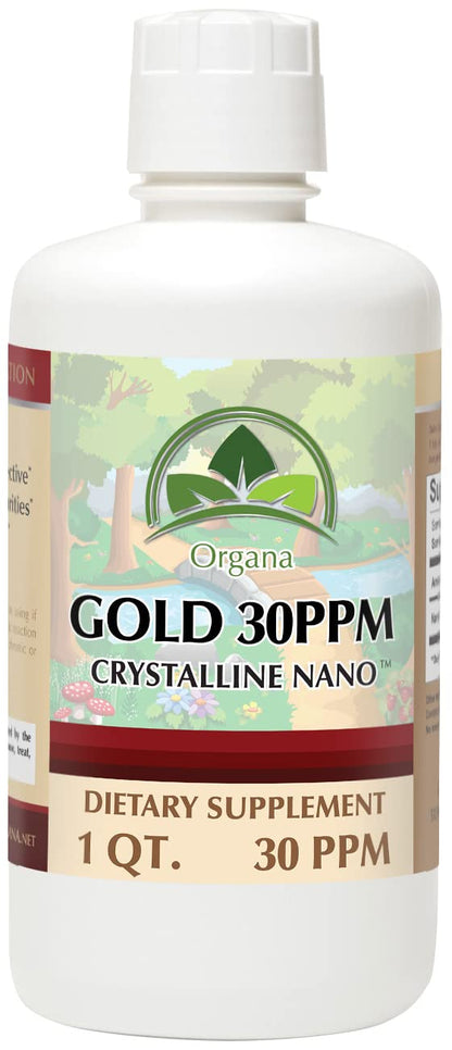 Organa Pure Crystalline Liquid Gold Supplement - 30 PPM, 32 oz Colloidal Minerals