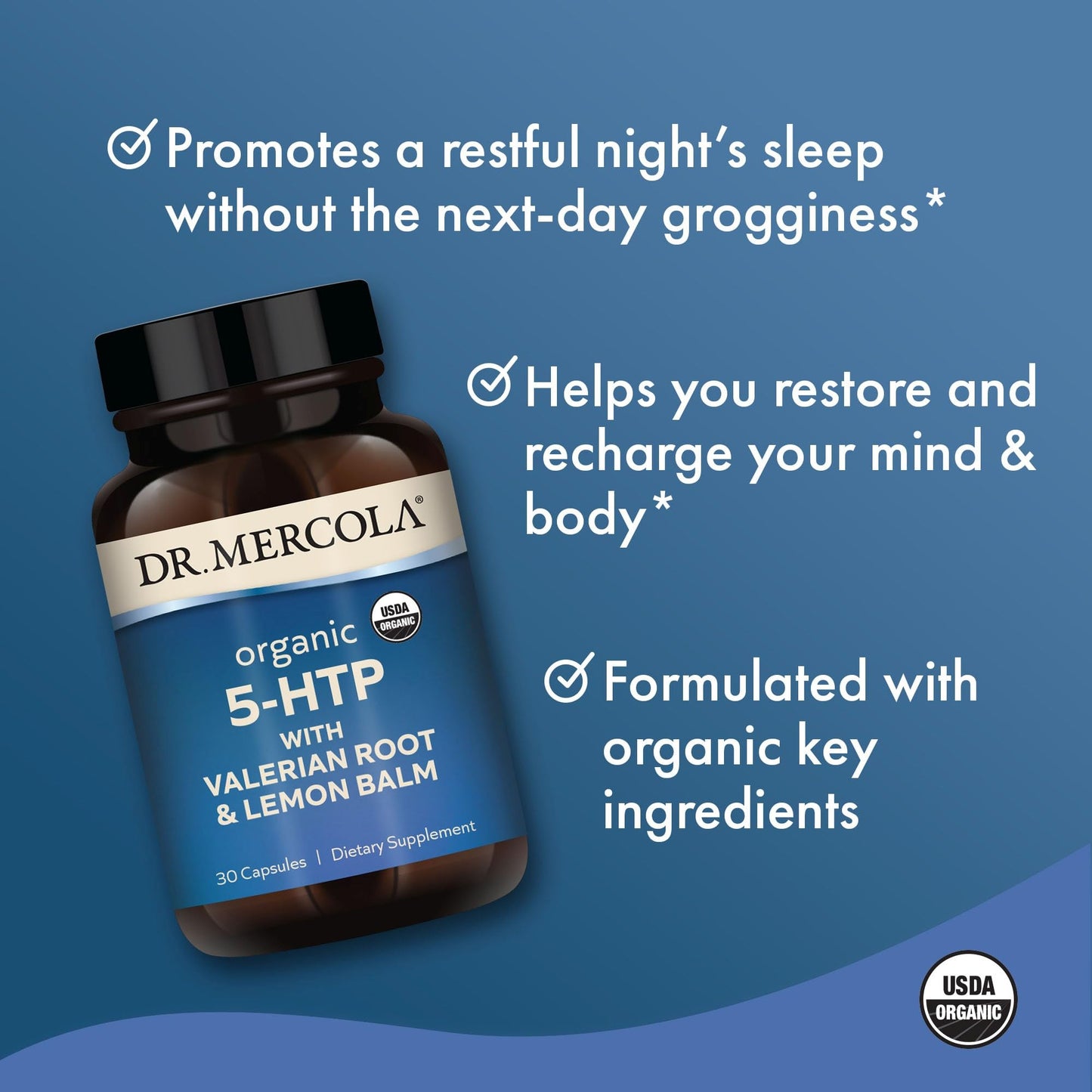 Dr. Mercola Organic 5-HTP with Valerian & Lemon Balm – 2 Pack, Sleep Support