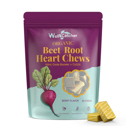 Organic Beet Root Chews – Heart Health & Nitric Oxide Support (60 CT) – Vegan & Non-GMO