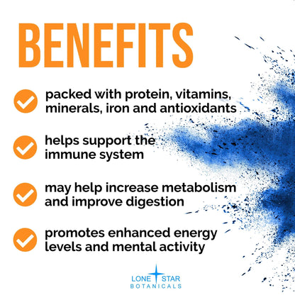 Lone Star Botanicals Organic Blue Spirulina Powder – 300 Servings, Non-GMO, Vegan, Gluten-Free, USDA Certified
