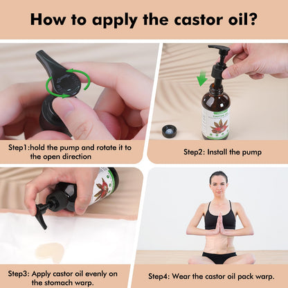 Castor Oil Pack Wrap – 8 oz Cold Pressed Organic Castor Oil (Glass Bottle)