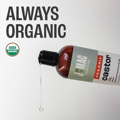 J Mac Botanicals Organic Castor Oil (8 oz) – Cold Pressed, BPA Free, Hexane Free, USDA Organic
