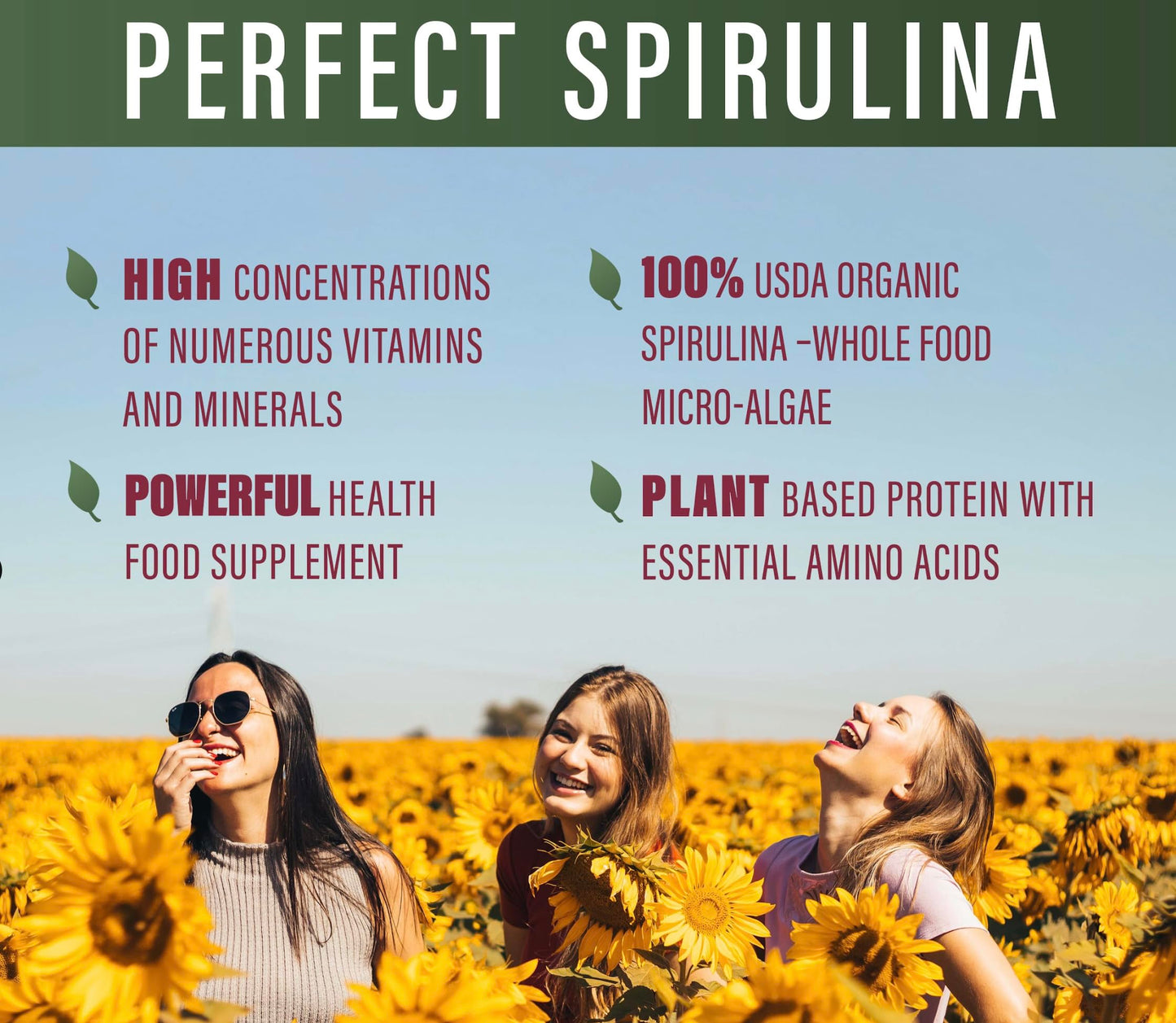 Perfect Spirulina – Organic 120 Veggie Capsules | Whole Food Micro Algae | Immune Support