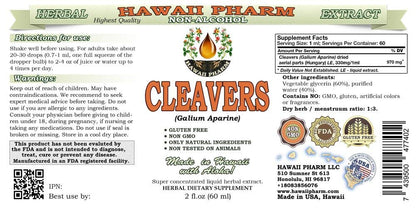 Hawaii Pharm Cleavers Alcohol-Free Liquid Extract - Organic Galium aparine Glycerite 2 oz