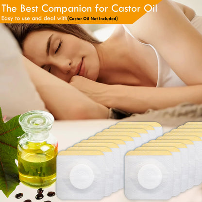 54 Pack Disposable Castor Oil Pack Wrap – 3.2-inch Self-Adhesive Patches, Organic Cotton