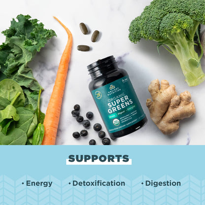 Ancient Nutrition Organic SuperGreens with Probiotics – 90 Count Tablets | 30 Servings