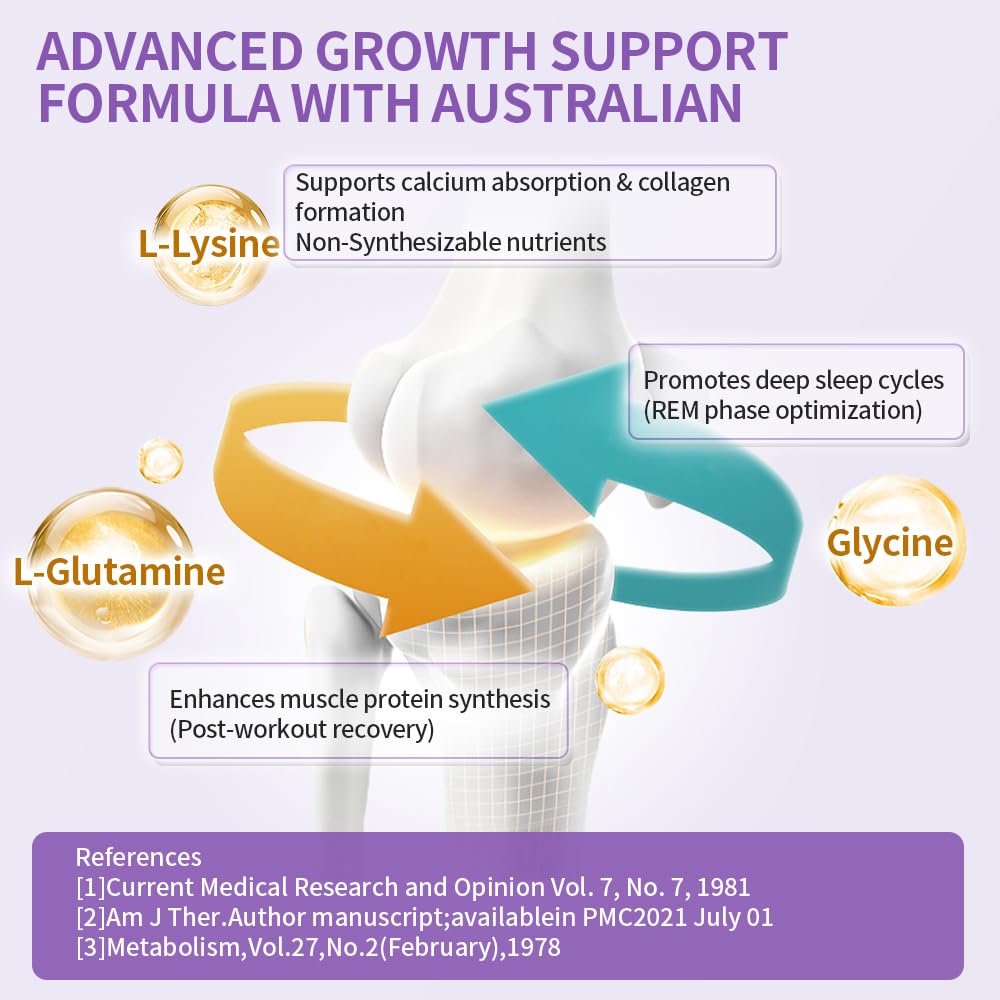 Organic Garden Height Support Capsules for Teens & Young Adults | Red Algae Calcium, L-Lysine
