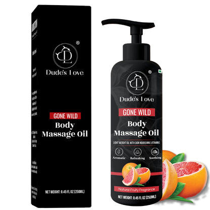 Organic Grapefruit Full Edible Body Massage Oil – Refreshing, Calming, 8.45 Fl Oz | No Stain & Non-Sticky