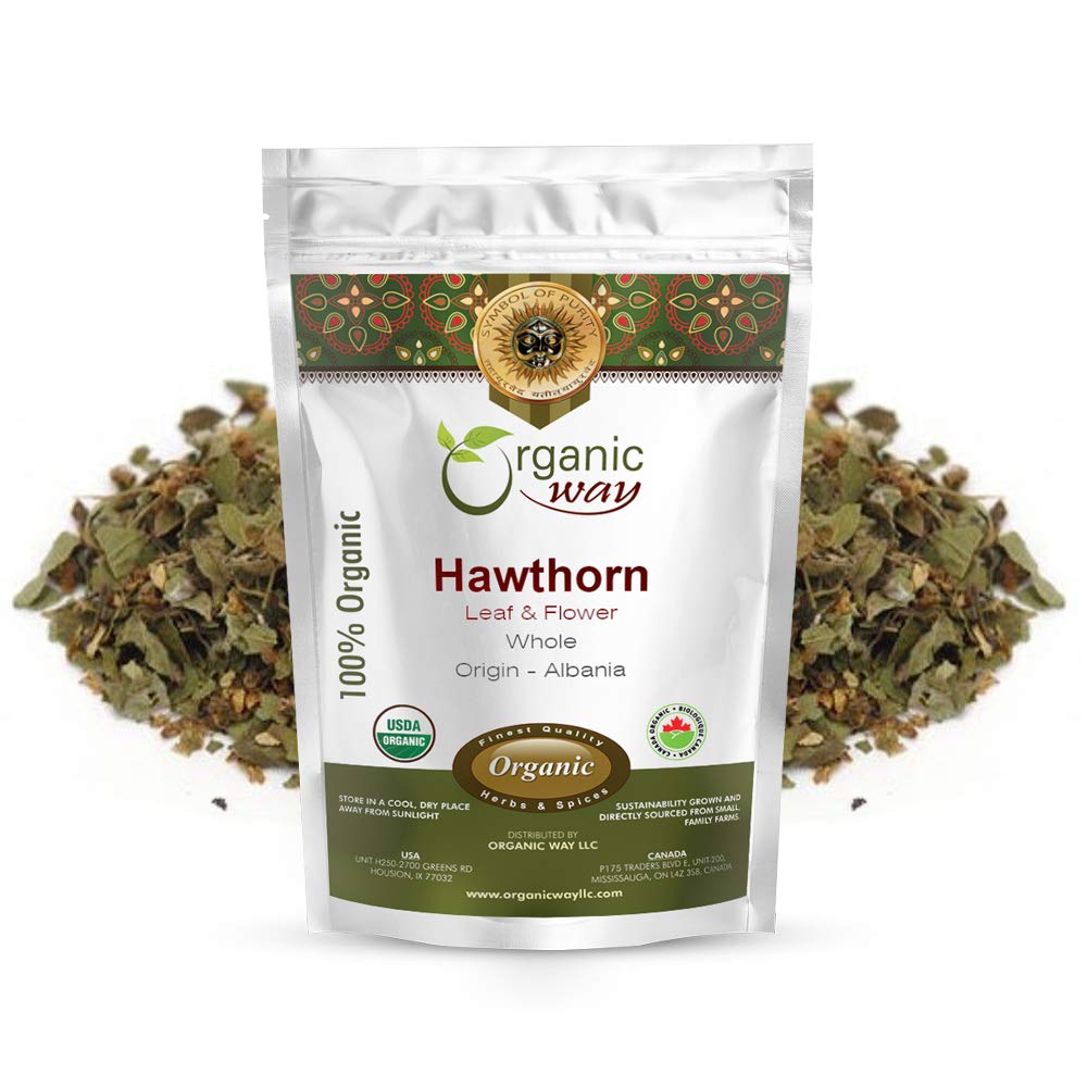 Organic Hawthorn Leaf & Flower Whole Tea (Crataegus monogyna) – European Wild-Harvest, Organic, Kosher & USDA Certified