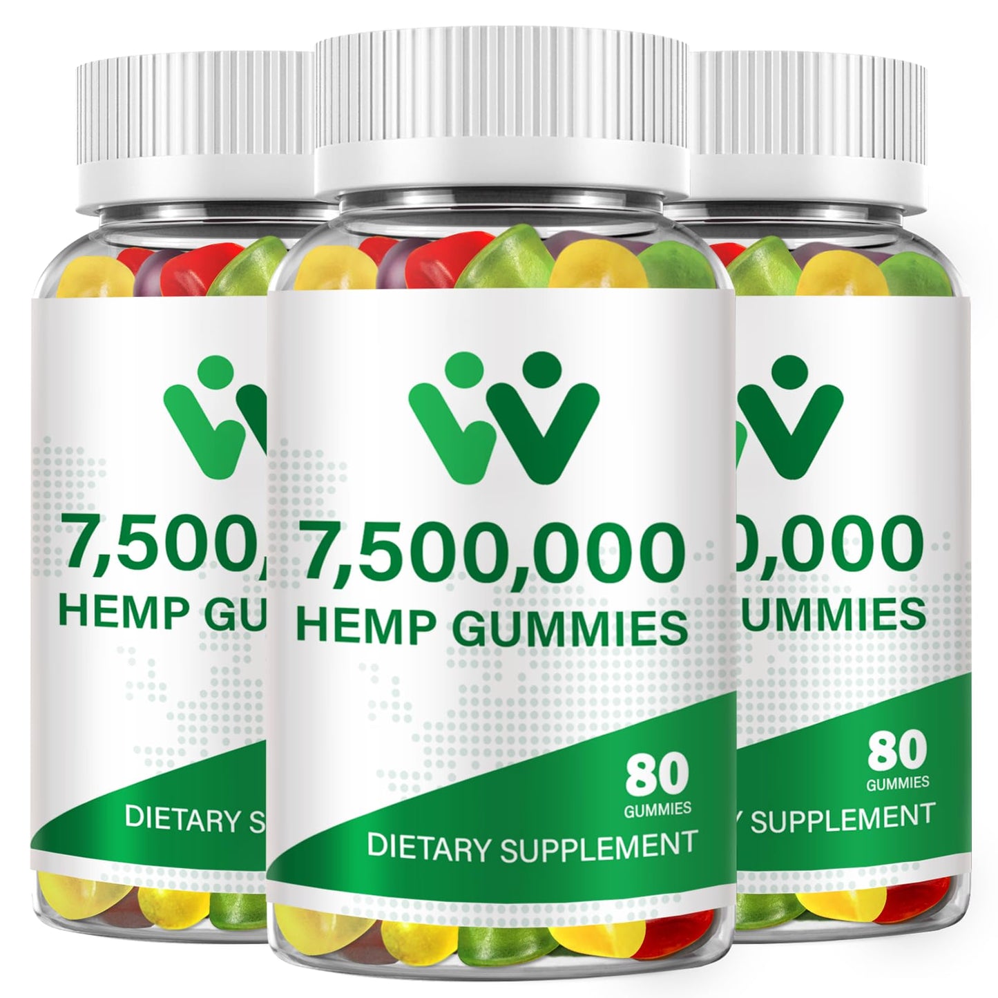 WACHRAY Nutrition: 3 Packs Organic Hemp Gummies – 7.5M High Strength Hemp Oil Infused, 240 Gummies per Bottle