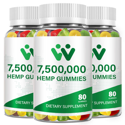 WACHRAY Nutrition: 3 Packs Organic Hemp Gummies – 7.5M High Strength Hemp Oil Infused, 240 Gummies per Bottle