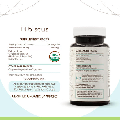 HerbEra Hibiscus USDA Organic 60 Capsules | Organic Hibiscus