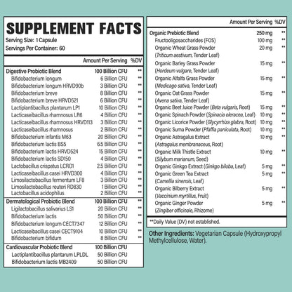 Probiotics for Women and Men - 300 Billion CFU, 24 Strains, 15 Organic Herbs + Prebiotics - Shelf-Stable Gut Health Supplement (8 Month Supply)