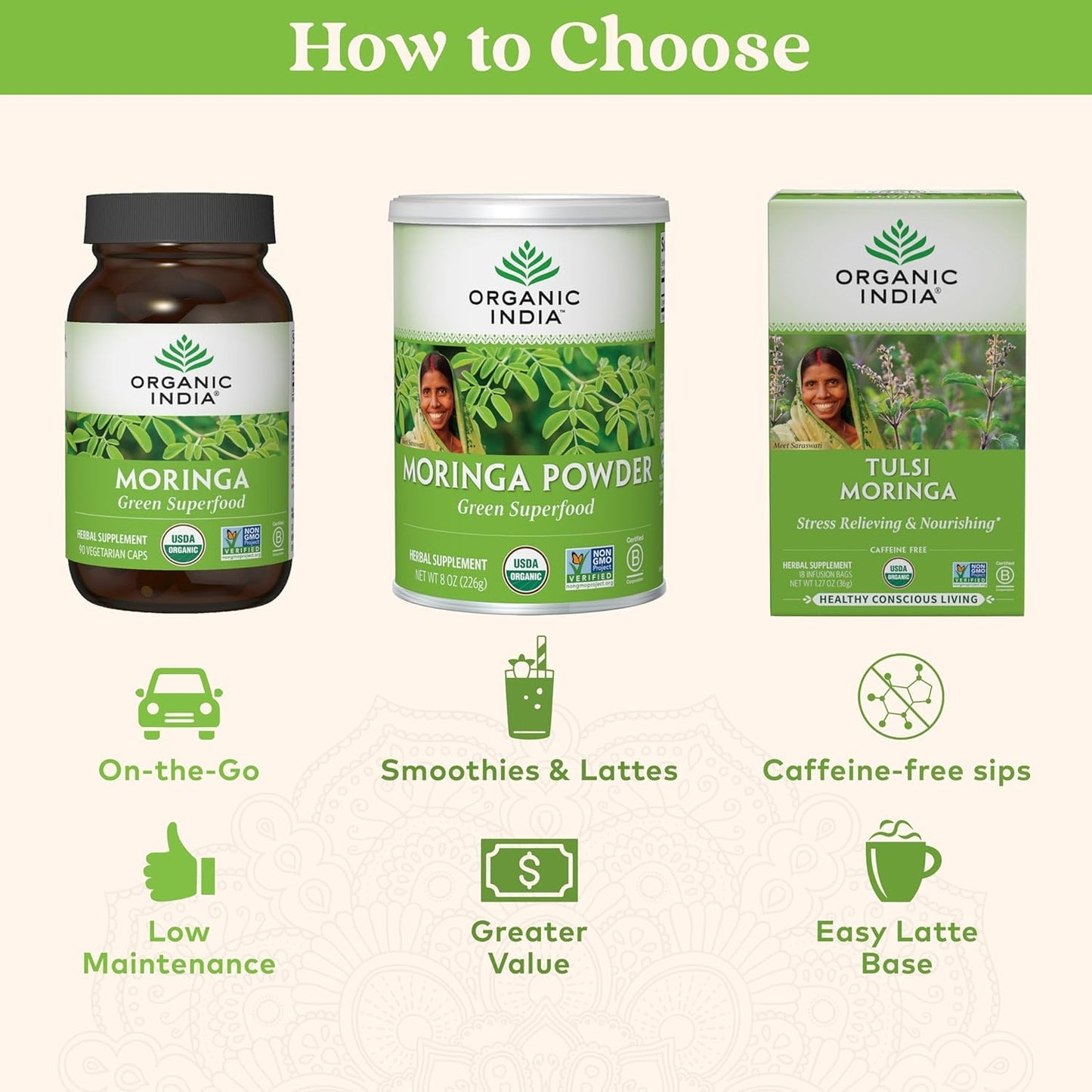 Organic India Moringa Powder – Moringa Oleifera Leaf Green Superfood, 2-Pack, USDA Organic