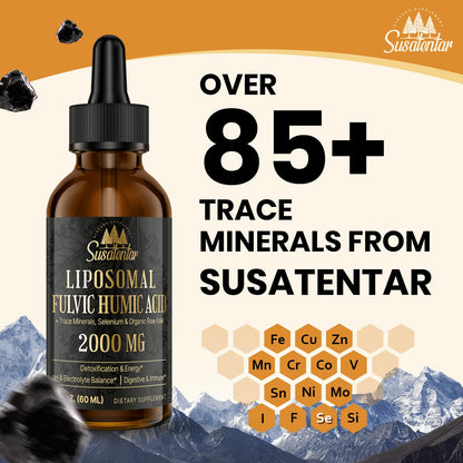 2000 mg Liposomal Fulvic + Humic Acid & Trace Minerals – More Potent Than Shilajit | Energy, Digestion, Immunity | 6 oz