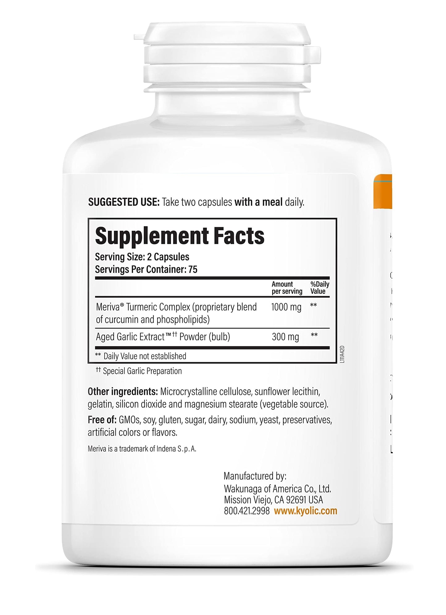 Kyolic Aged Garlic Extract Formula 111 – Health Support with Meriva Turmeric Complex & Cur cumin